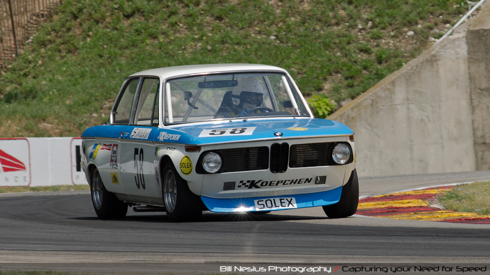 1971 BMW 2002 #58 at the Hawk, Road America, Elkhart Lake WI in turn 6 / DSC_9435