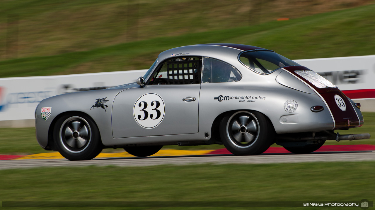 1962 Porsche 356 #33 driven by Joel Weinberger. Road America, Elkhart Lake, WI. Turn 7 / DSC_0055