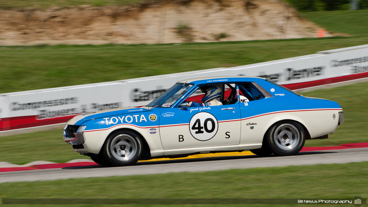 1972 Toyota Celica #40 Driven by Lisa Weinberger at Road America, Elkhart Lake, WI. Turn 7 / DSC_0059