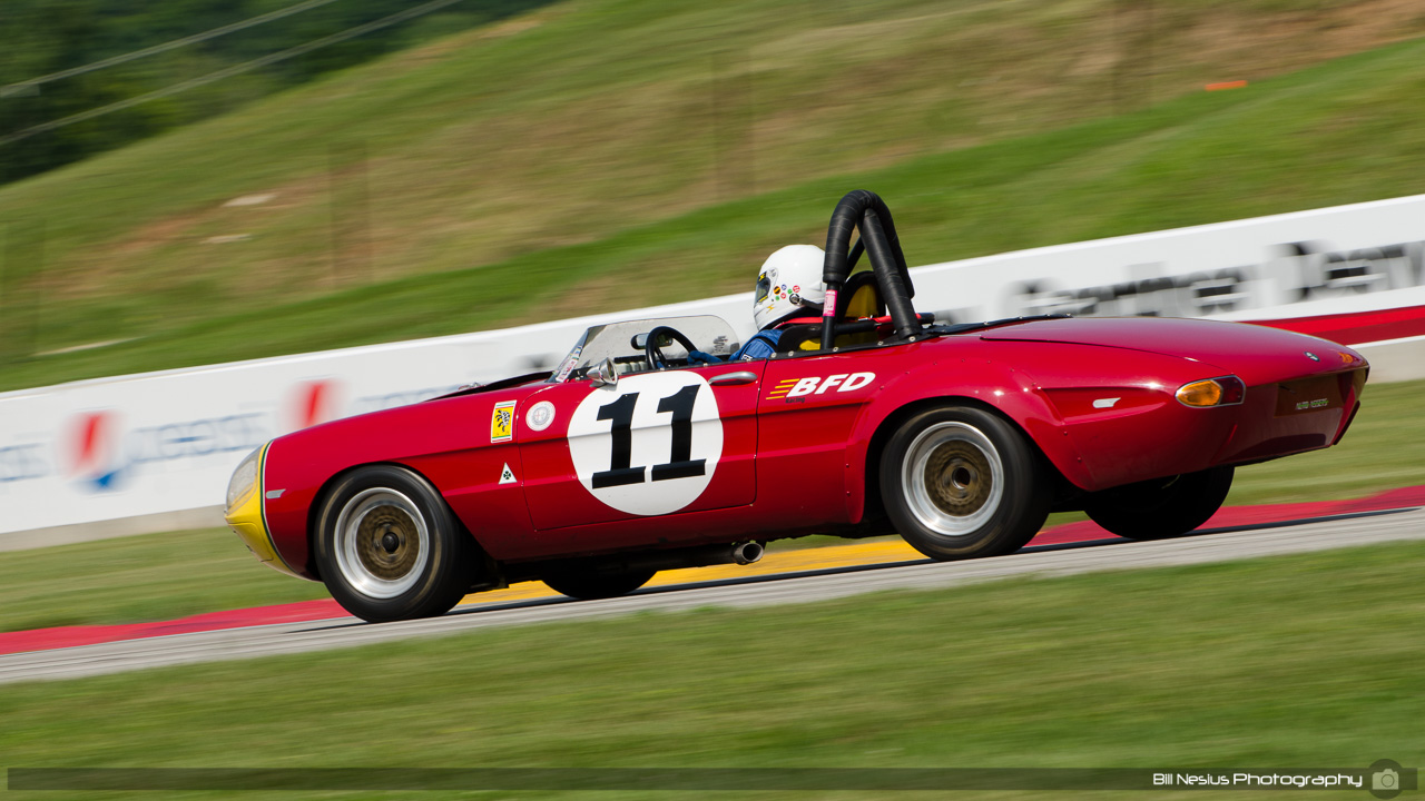 1969 Alfa Romeo Duetto #11 driven by Kristine Lay. Road America, Elkhart Lake, WI. Turn 7 / DSC_0120