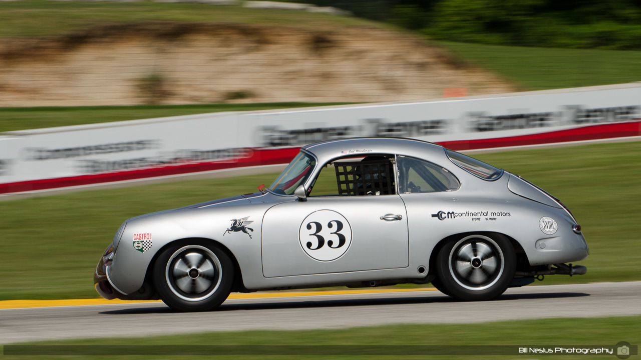 1962 Porsche 356 #33 driven by Joel Weinberger. Road America, Elkhart Lake, WI. Turn 7 / DSC_0189