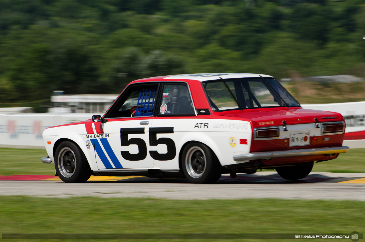 1972 Datsun 510 #55 driven by SCott Hansen at Road America, Elkhart Lake, WI. Turn 7 / DSC_0233