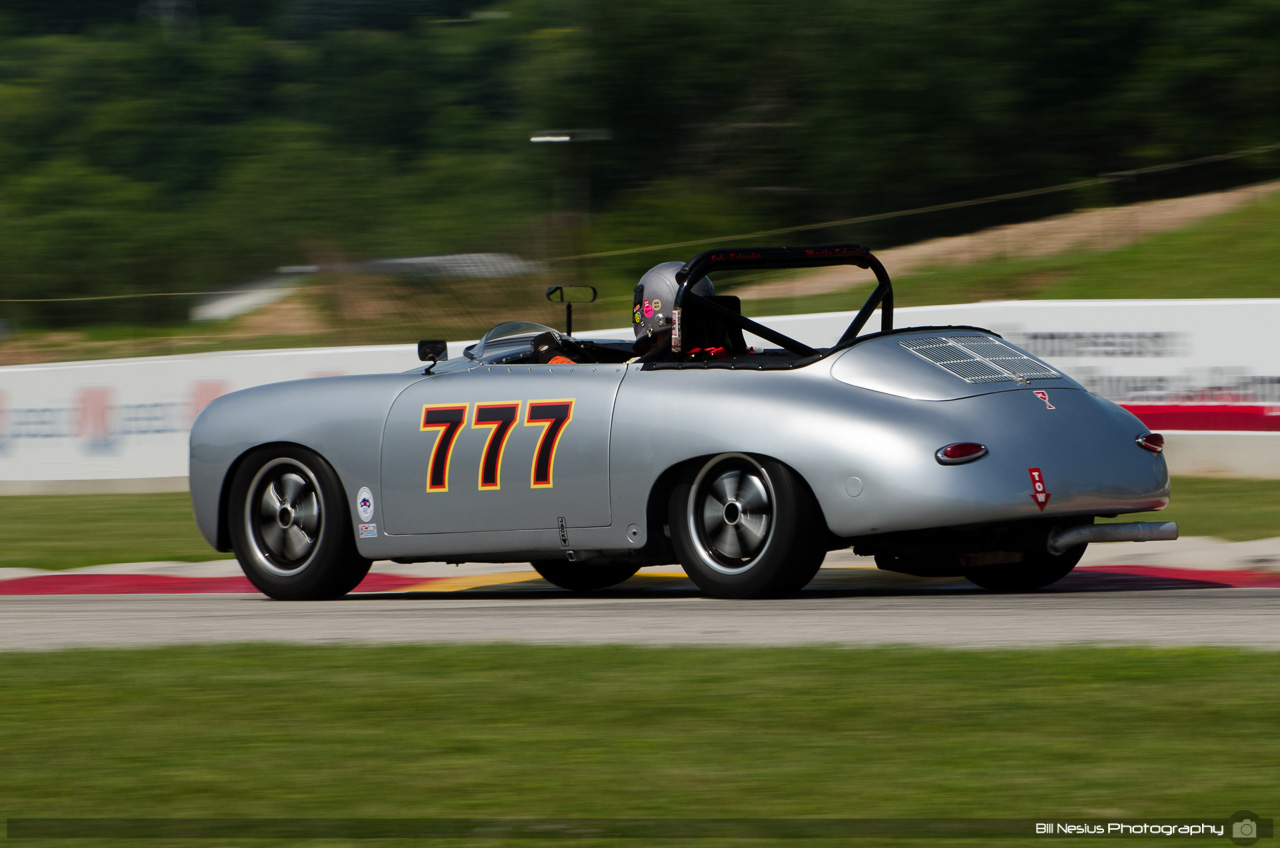 1964 Porsche 356SC  #777 driven by John Schrecker. Road America, Elkhart Lake, WI. Turn 7 / DSC_0263