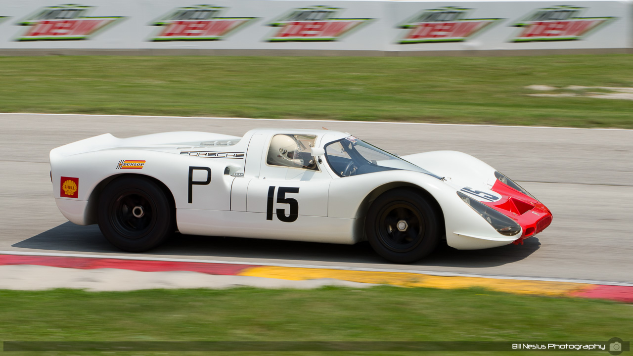 1968 Porsche 908 #15 driven by Michael Malone. Road America, Elkhart Lake, WI. Turn 7 / DSC_0846
