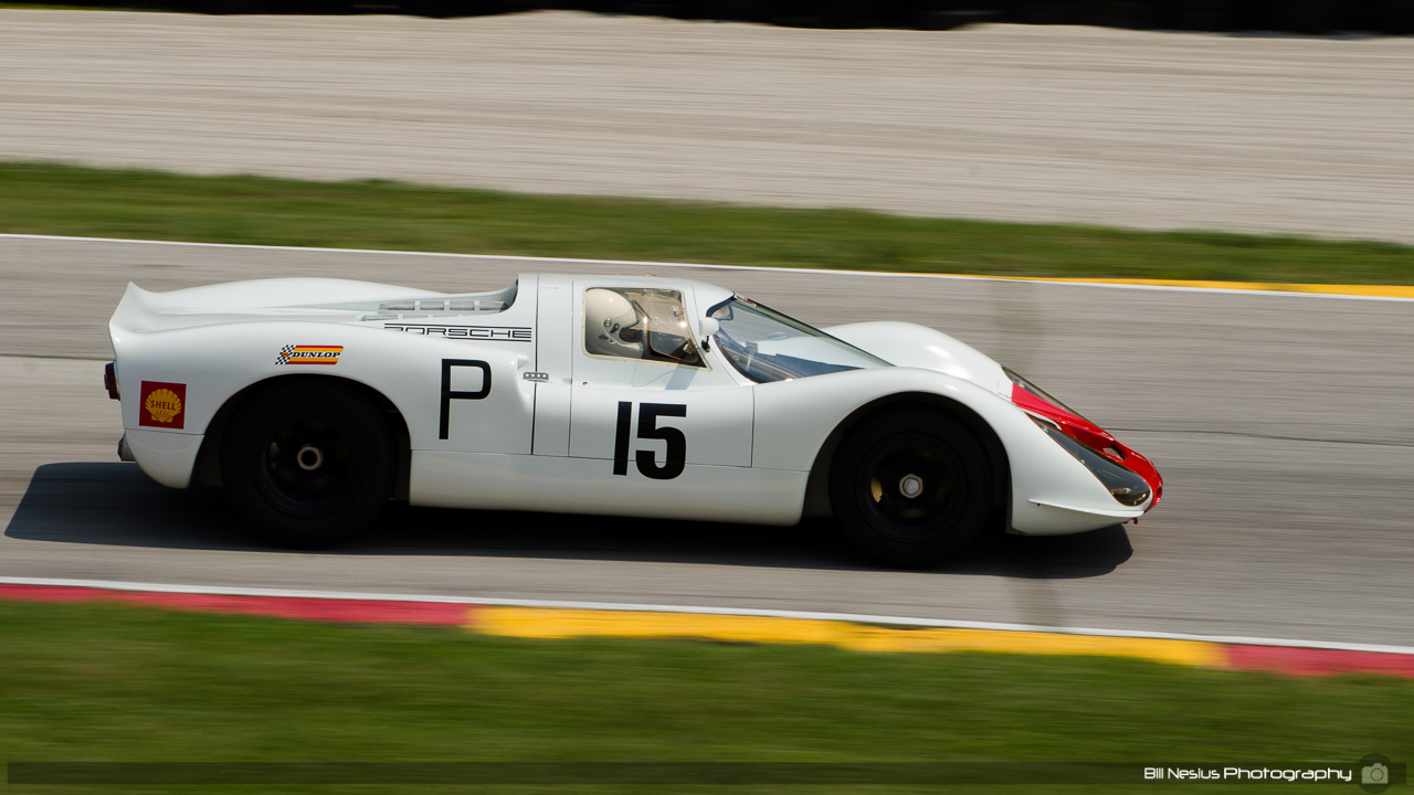 1968 Porsche 908 #15 driven by Michael Malone. Road America, Elkhart Lake, WI. Turn 7 / DSC_0940