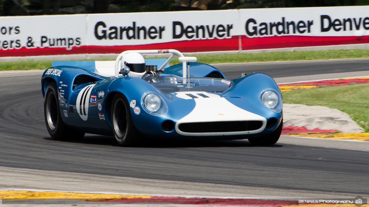 1965 Lol#2a T70 MkI #11 driven by Marc Devis. Road America, Elkhart Lake, WI. Turn 6 / DSC_0981