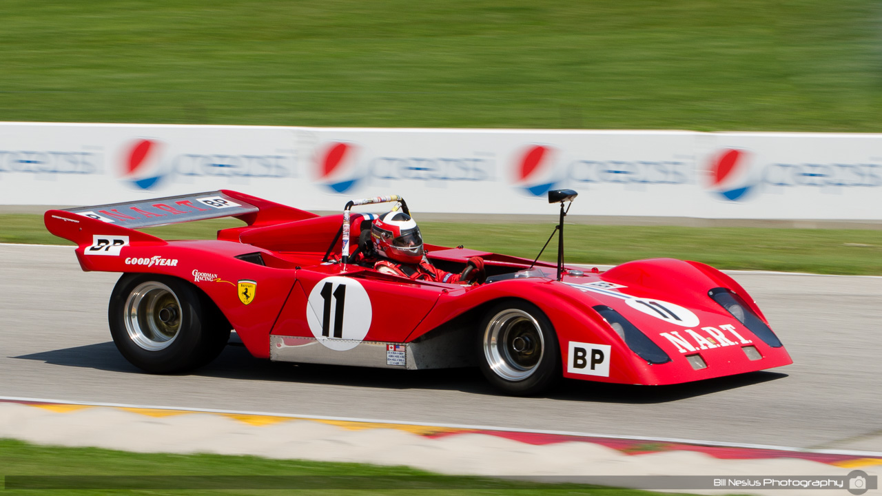 1972 Ferrari 321P #11 driven by John Goodman at Road America, Elkhart Lake, WI. Turn 7 / DSC_1425