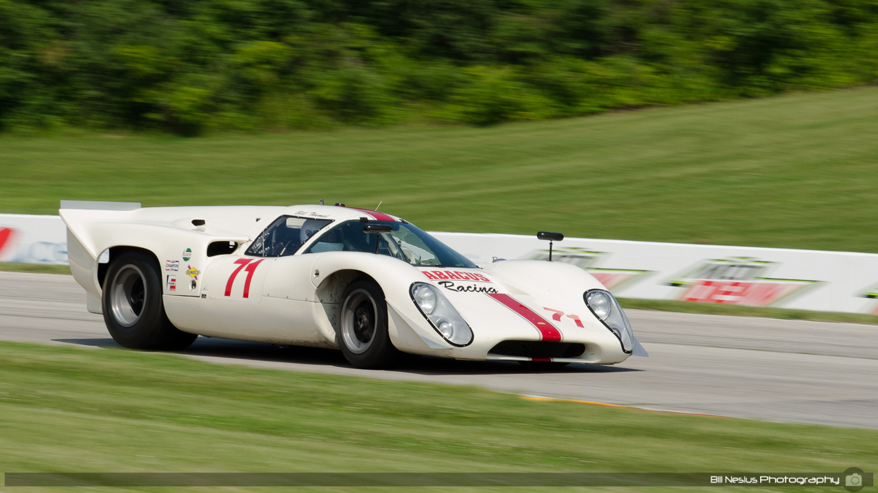 1968 Lola T70 Mk IIIb #71 driven by Bill Thumel at Road America, Elkhart Lake, WI. Turn 7 / DSC_1689