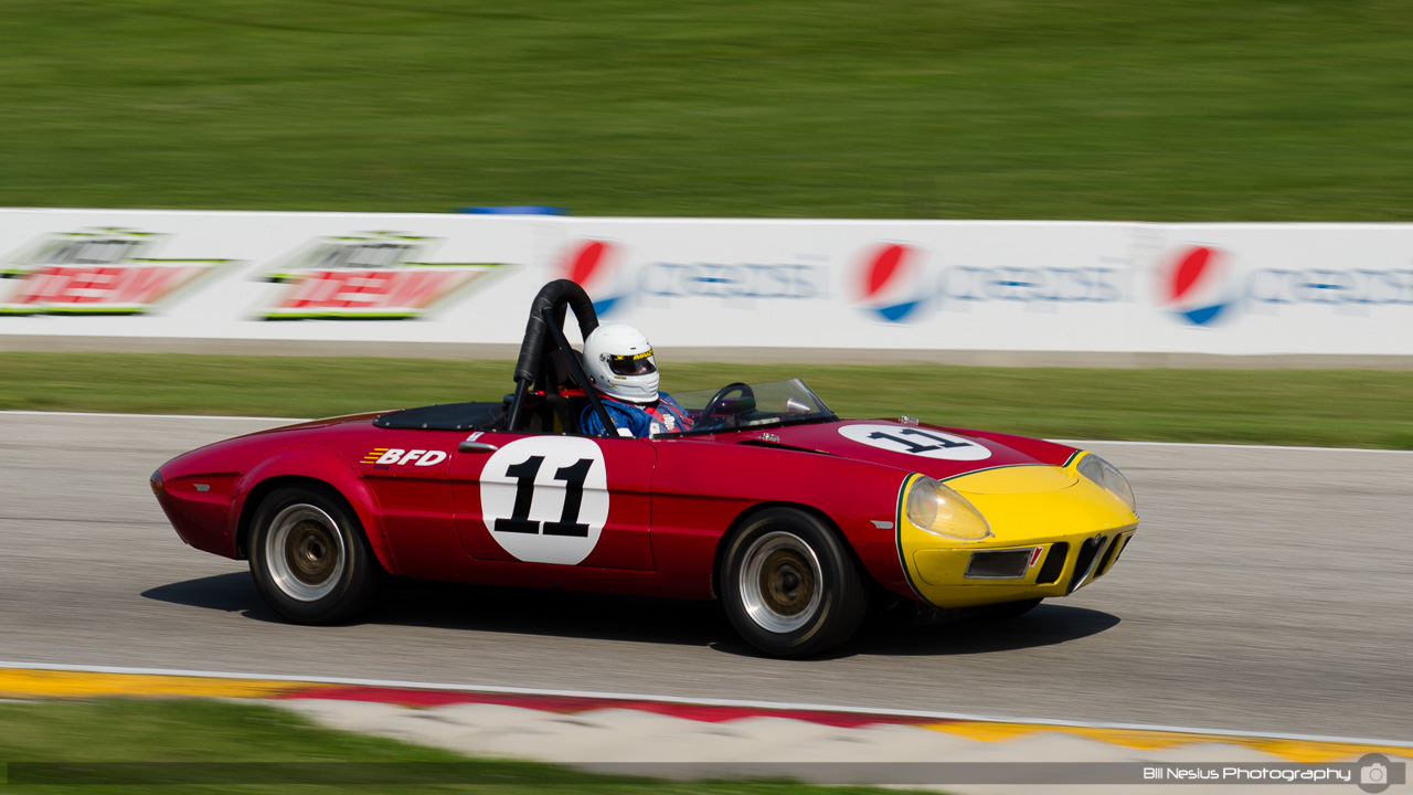 1969 Alfa Romeo Duetto #11 driven by Kristine Lay. Road America, Elkhart Lake, WI. Turn 7 / DSC_1803