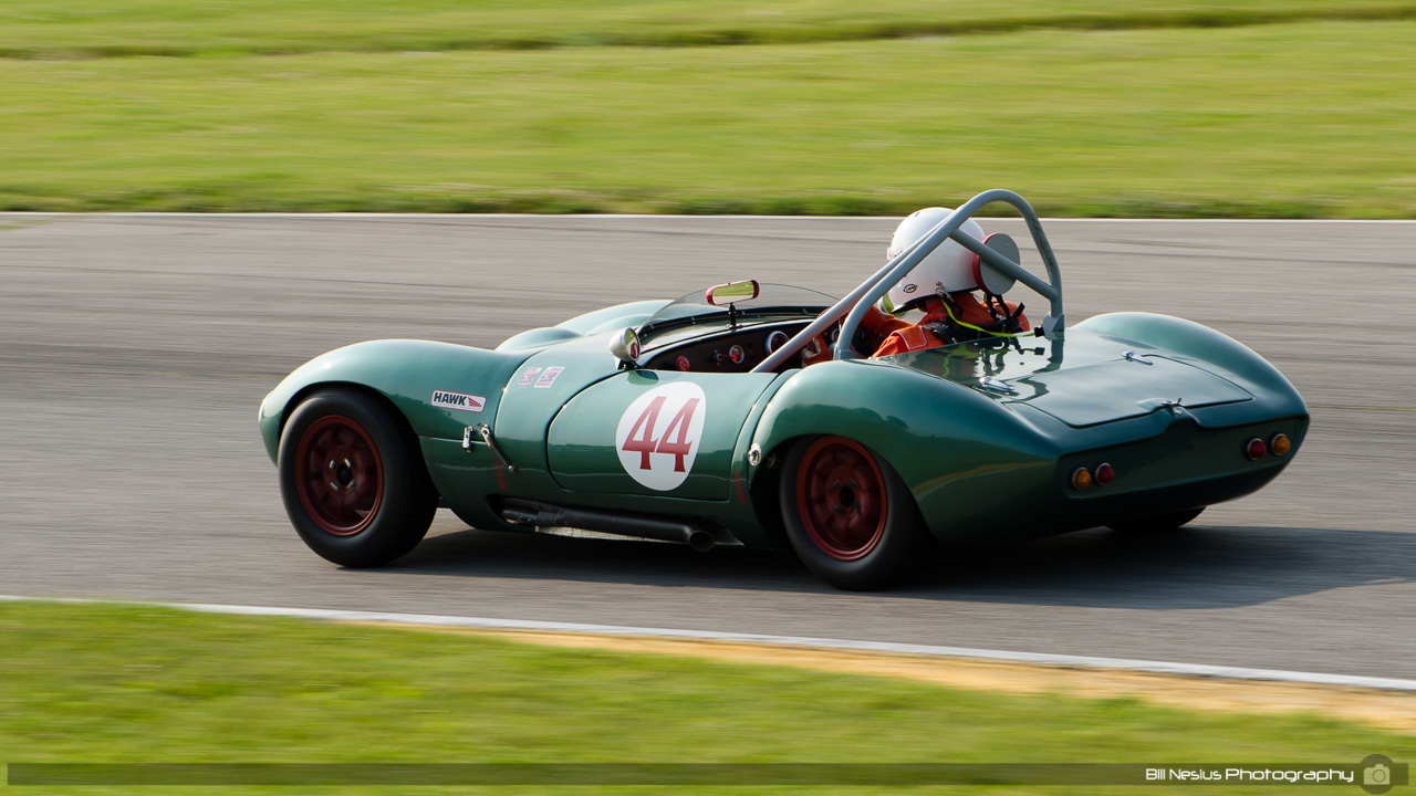 1966 Ginetta G4, #44 driven by Fred Fischer. Road America, Elkhart Lake, WI. Turn 13 / DSC_9200