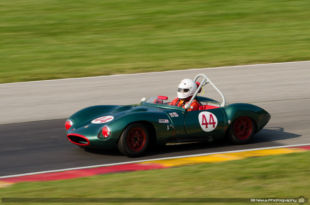 1966 Ginetta G4, #44 driven by Fred Fischer. Road America, Elkhart Lake, WI. Turn 12 / DSC_9280