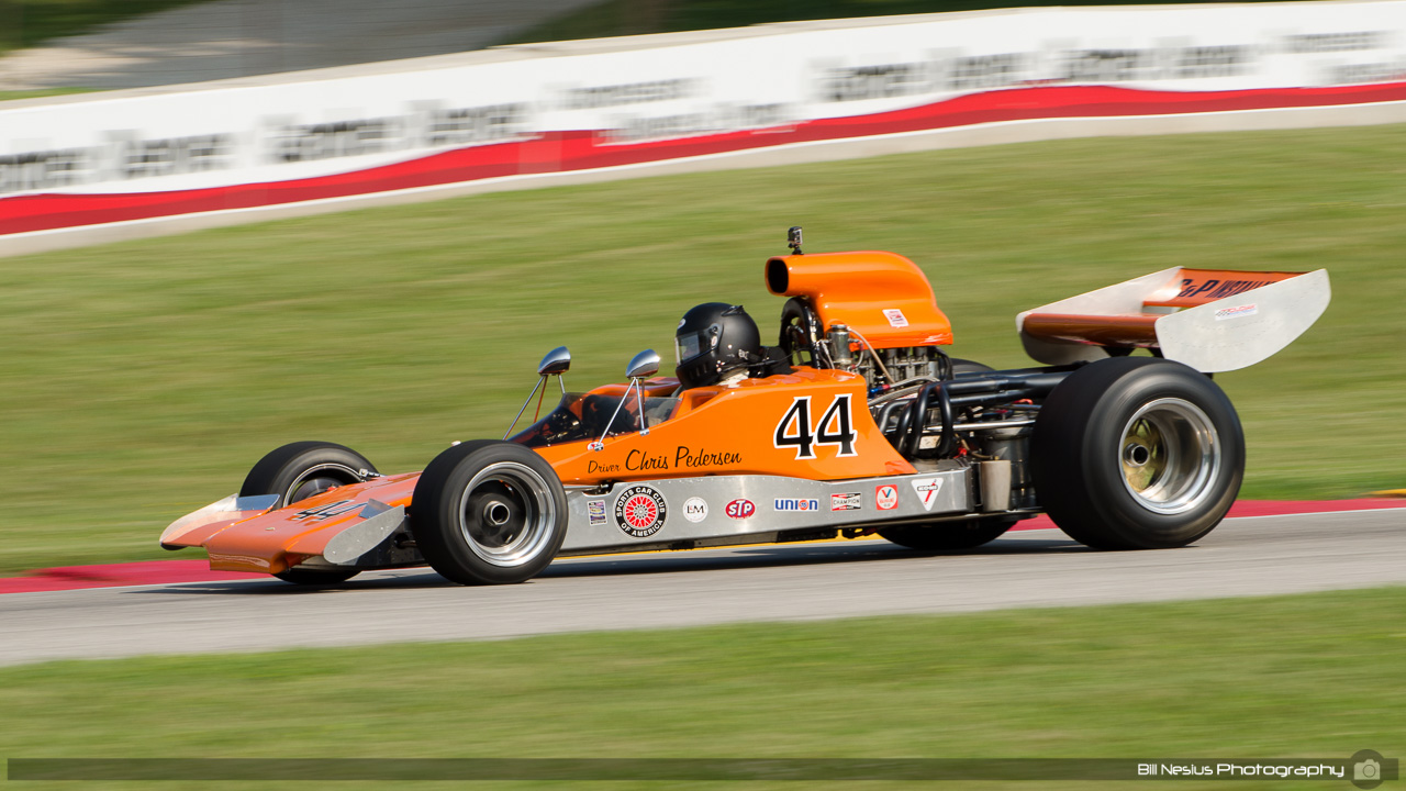 1972 Lola T300 #44 driven by Chris Pederson at Road America, Elkhart Lake, WI. Turn 7 / DSC_9487