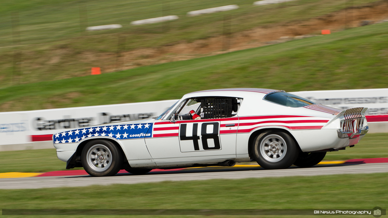 1970 Chevy Camaro #48 driven by Ed Wheatley at Road America, Elkhart Lkae, WI. turn 7 / DSC_9766