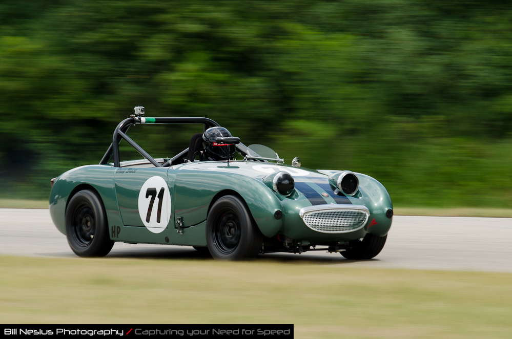DSC_7333 / 1959 Austin Healey Sprite driven by Doug Bruce in turn 3. Blackhawk Farms Raceway