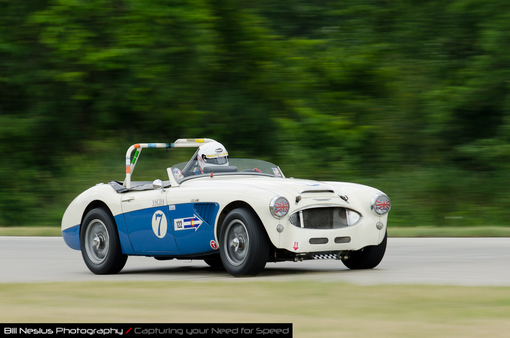DSC_7357 / 1960 Austin Healey 3000 MkI driven by Mike Fisher in turn 3. Blackhawk Farms Raceway