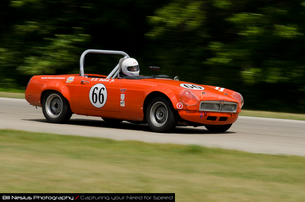DSC_7439 / 1966 MG B car No 66, driven by Bishop Bullock in turn 3. Blackhawk Farms Raceway