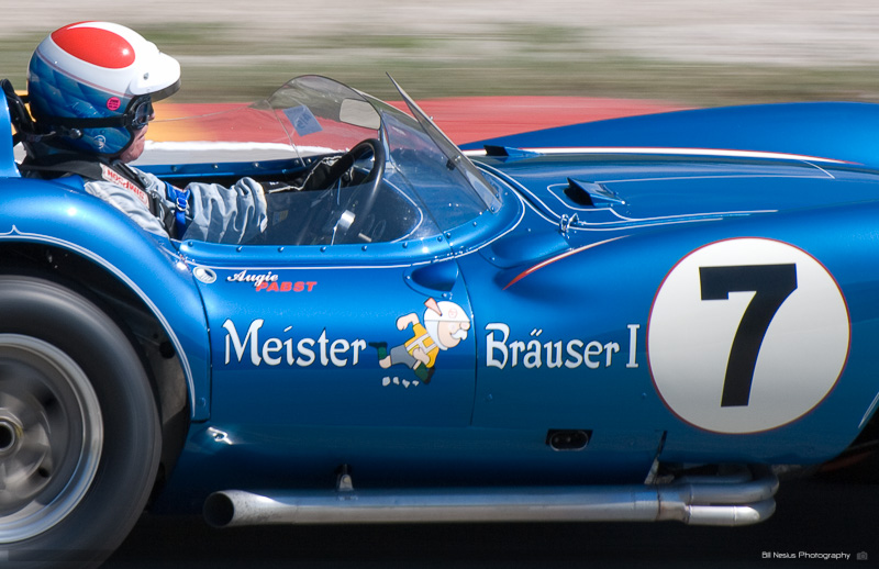 Augie Pabst driving the Meister Brauser Scarab