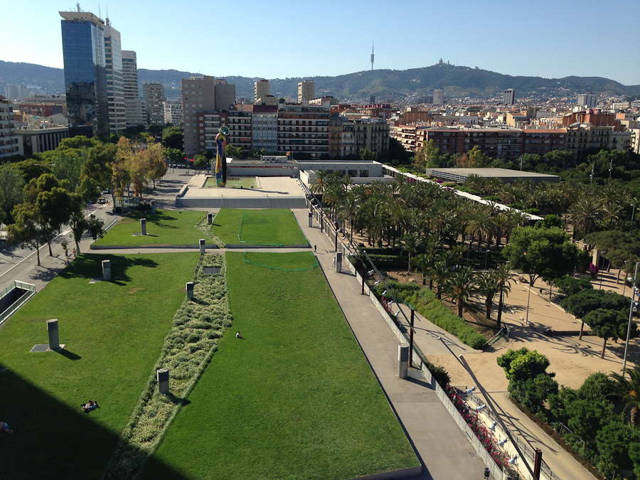 view from former bullfighting arena (Placa de les Arenes) of Joan Miro Park / IMG_1029